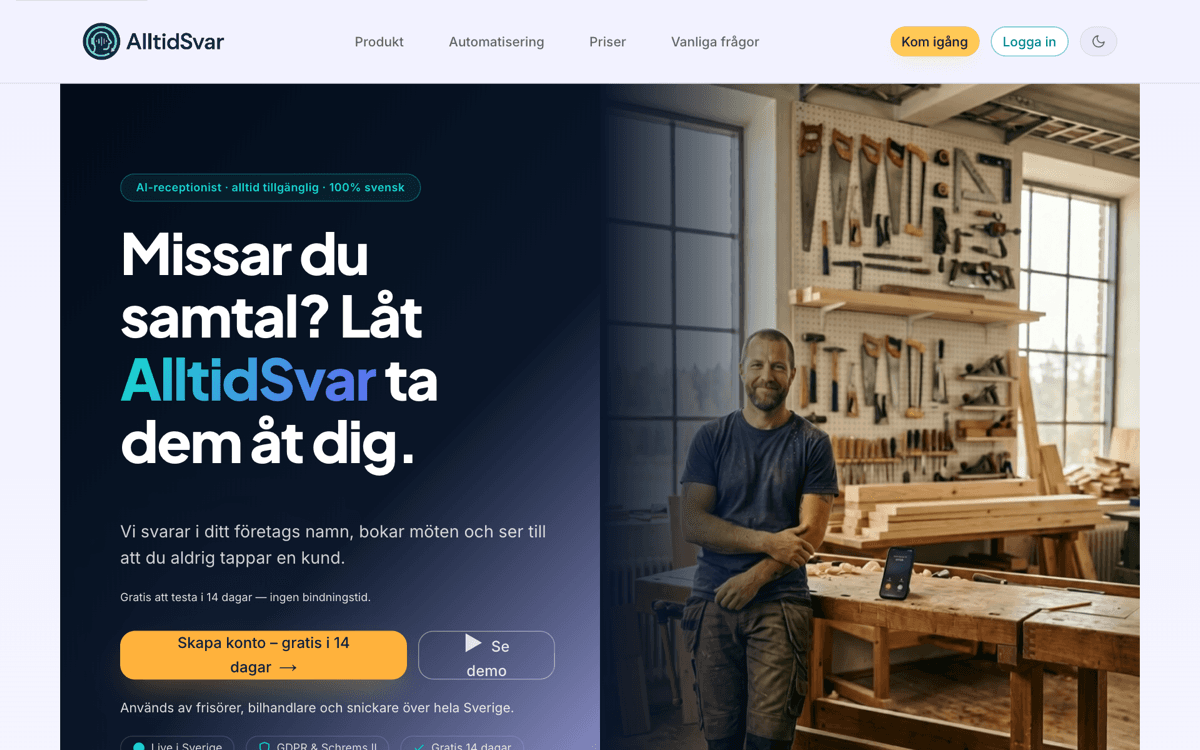 Alltidsvar AI-driven kundtjänstplattform som svarar dygnet runt