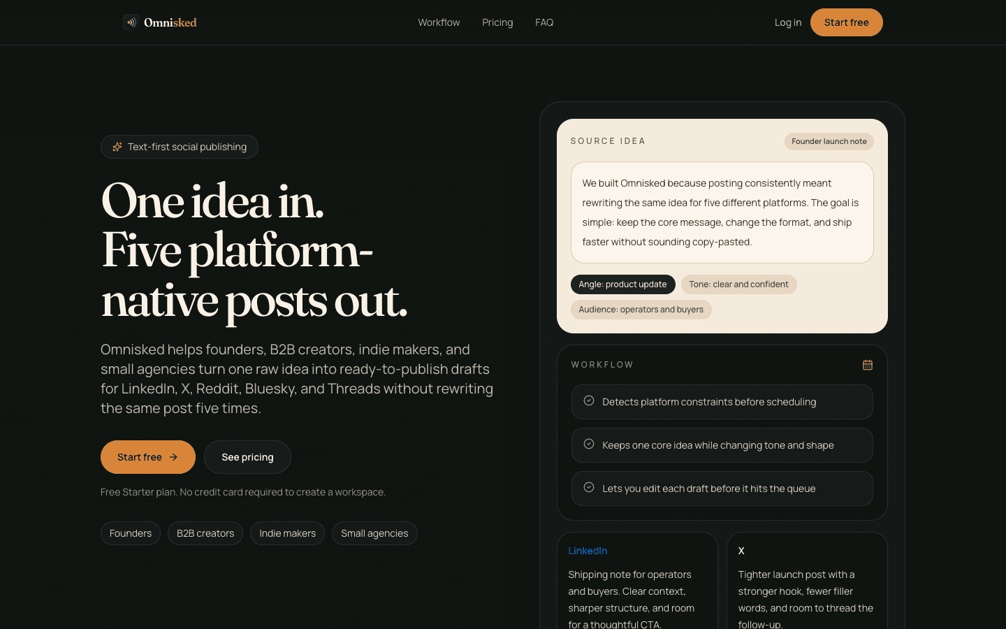 Omnisked social media schemaläggare med stöd för X, LinkedIn, Reddit, Bluesky och Threads