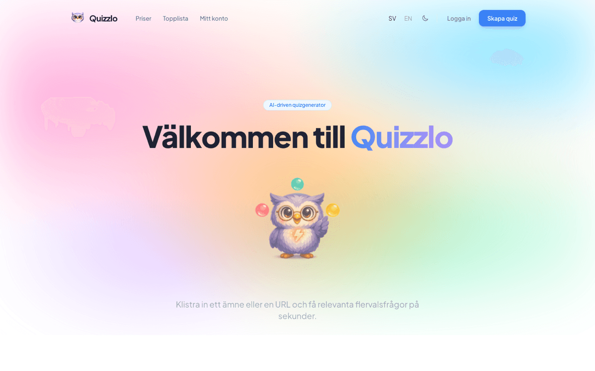 Quizzlo AI-driven quizgenerator med flervalsfrågor för lärare och studenter