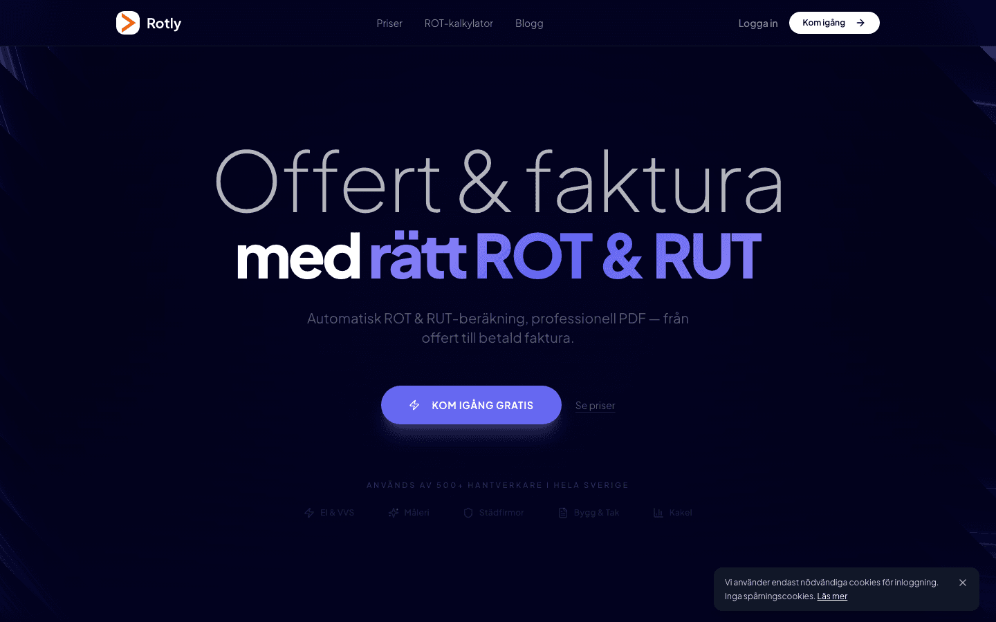 Rotly modern SaaS-plattform med dashboard och analysverktyg